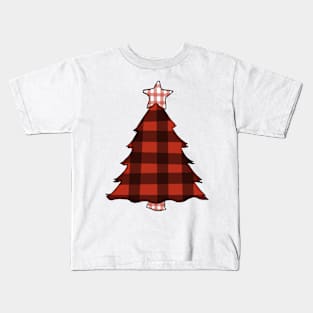 Plaid Christmas Tree Kids T-Shirt